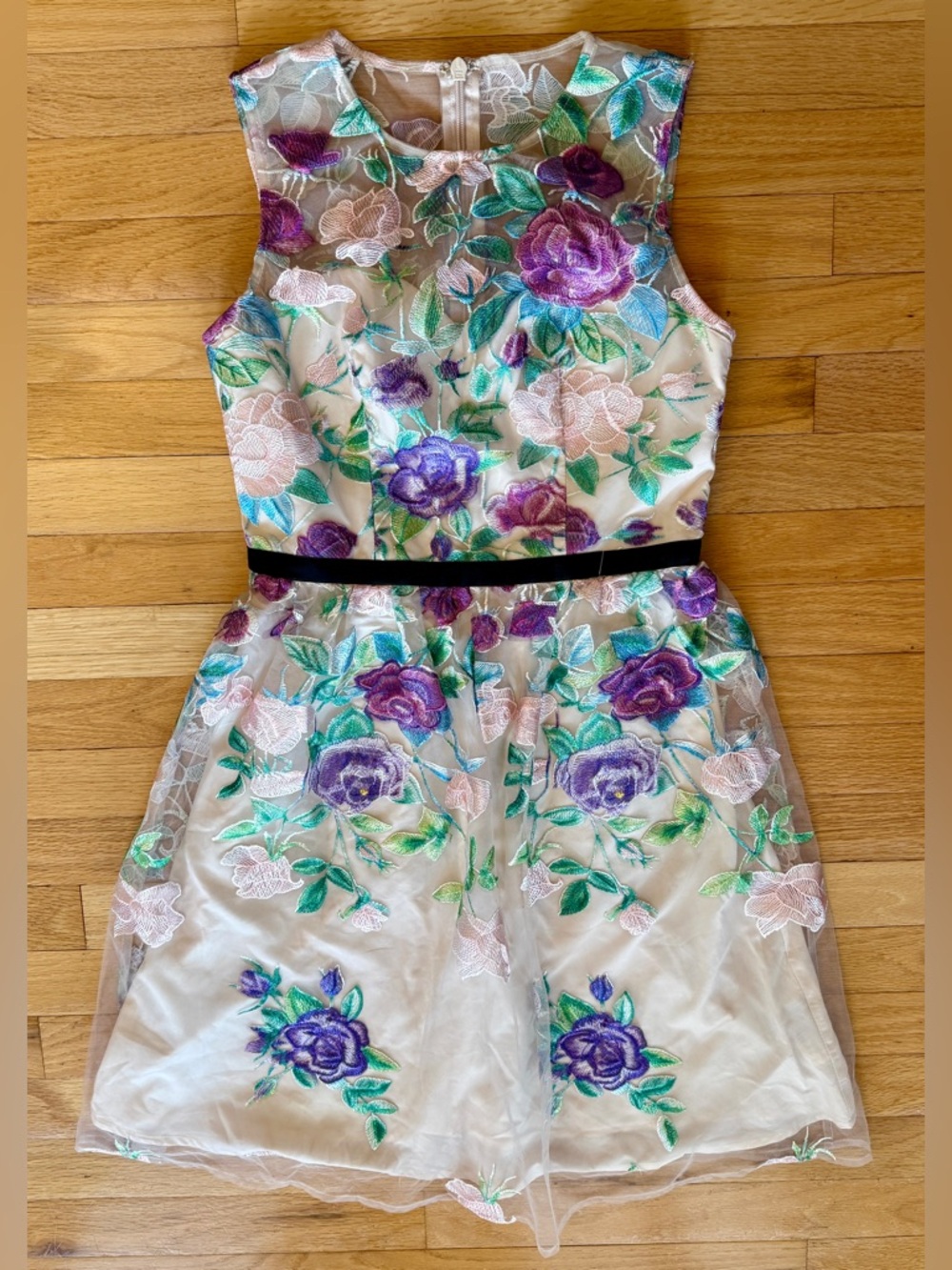 Chi Chi London Floral Embroidered Purple & Green Party Dress Womens 4